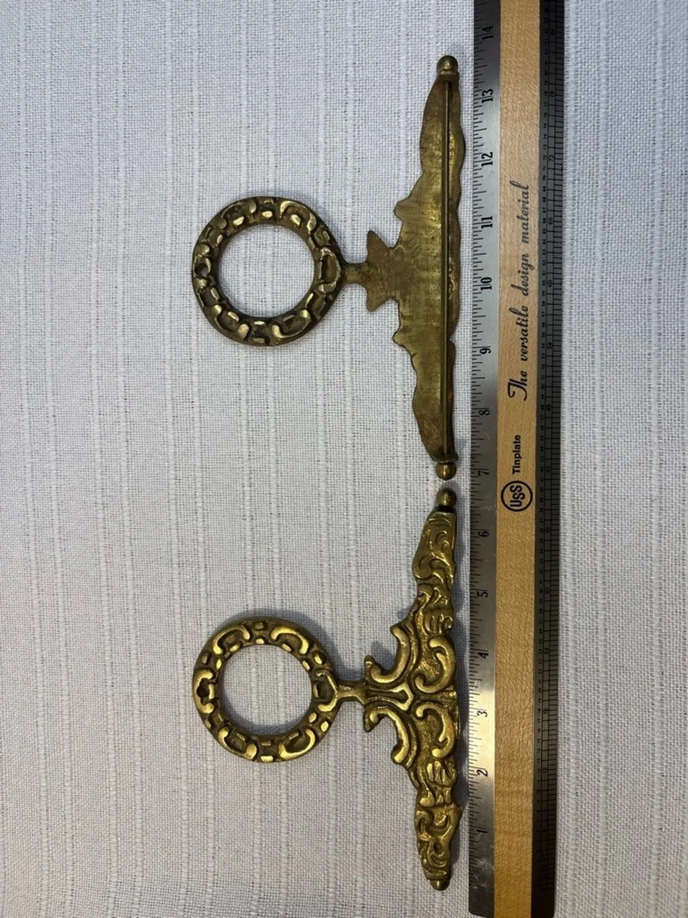 Vintage Solid Brass Ornate Bell Pull Tapestry Hangers Top & Bottom